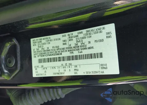 2019 Ford F-150 Xl from USA, damaged, VIN 1FTEW1CP4KKE59638